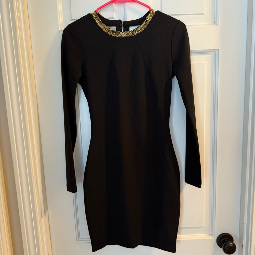 Black Dress with Gold Detail